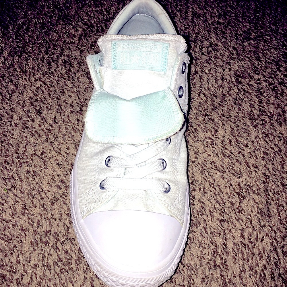 Converse double tongue light blue and white